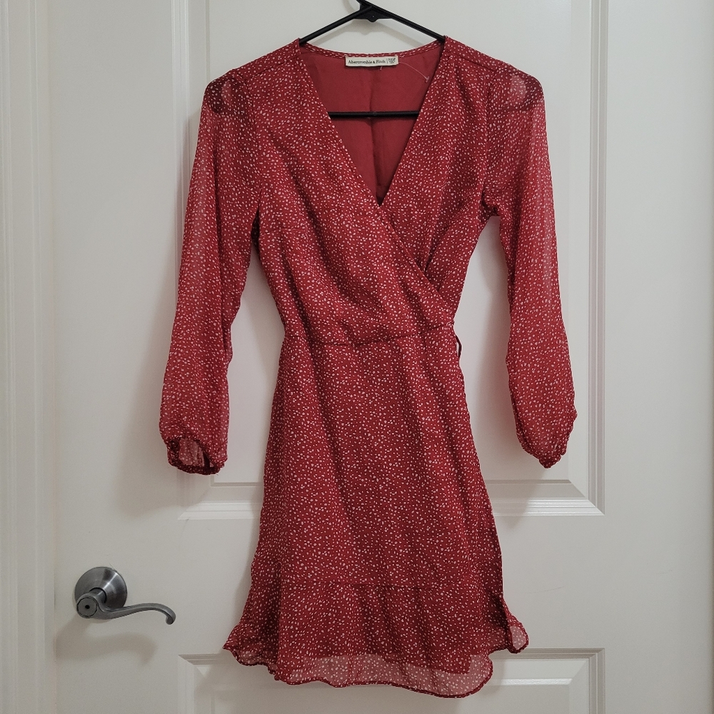 Abercrombie & Fitch Red Mini Wrap Dress Women Size XXS